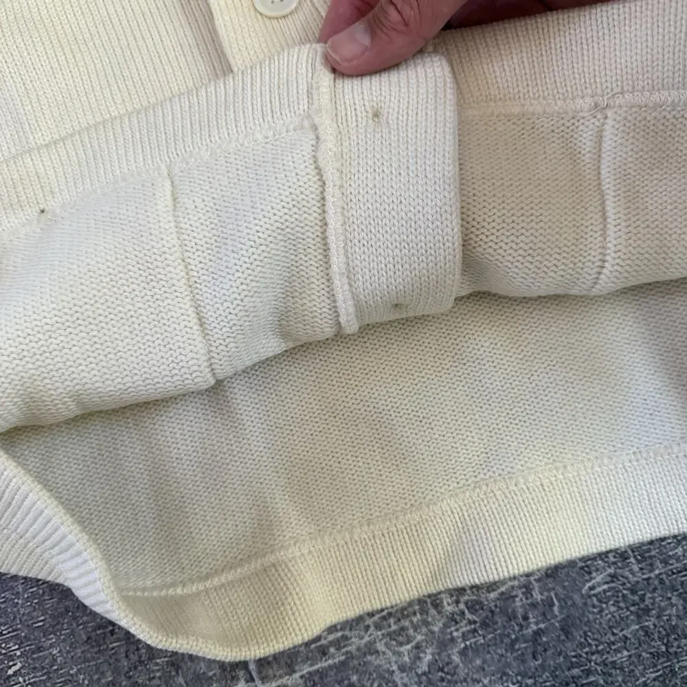 Men's Vintage 50's Imperial Off White Varsity Cardigan Button Up Sweater Sz 42